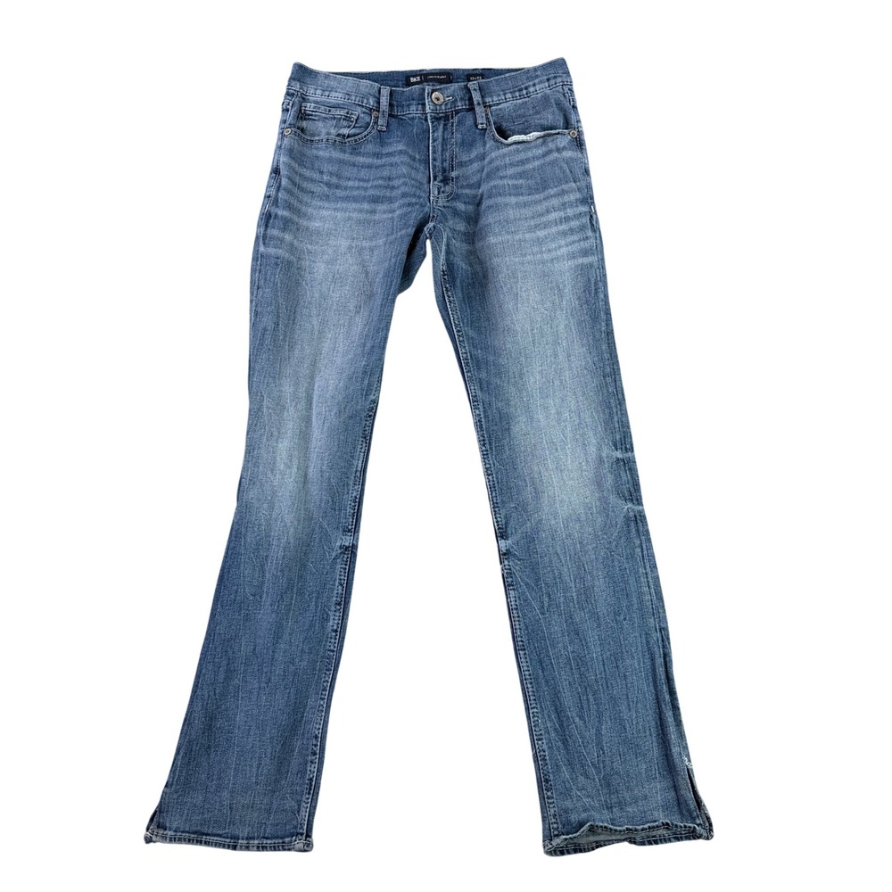 BKE Jake Straight Jeans Mens 32x32 Blue‎ Medium Wash Distressed NIce Fade